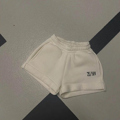 bandeau top and jogging shorts white for women - streetwear - summer set - top - tracksuit - low waist - comfortable - great quality - cotton - perfect for vacation, beach or just casual days - 25/SEV