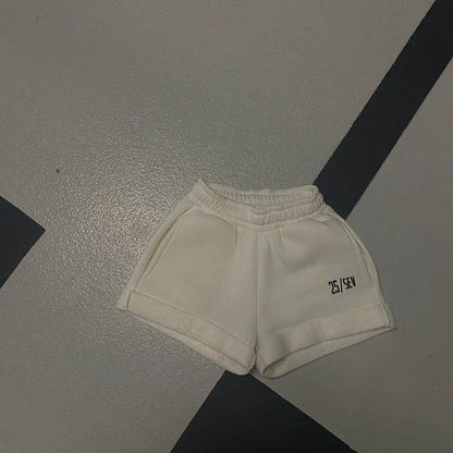 bandeau top and jogging shorts white for women - streetwear - summer set - top - tracksuit - low waist - comfortable - great quality - cotton - perfect for vacation, beach or just casual days - 25/SEV